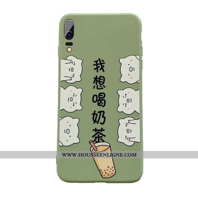 Housse Huawei P20 Tendance Fluide Doux Téléphone Portable Vert Tout Compris Incassable Étui Verte