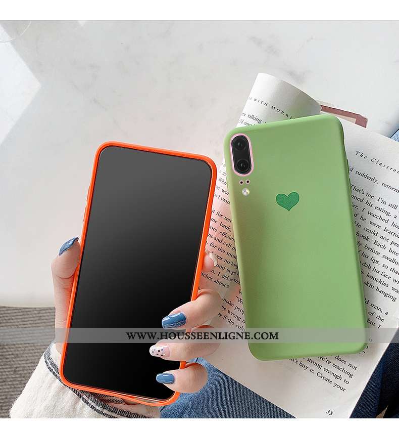 Housse Huawei P20 Tendance Légère Nouveau Vert Téléphone Portable Coque Net Rouge Verte