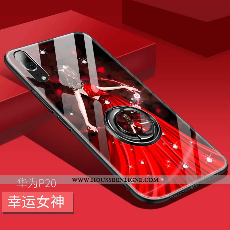 Housse Huawei P20 Tendance Verre Rouge Luxe Étui Incassable Miroir