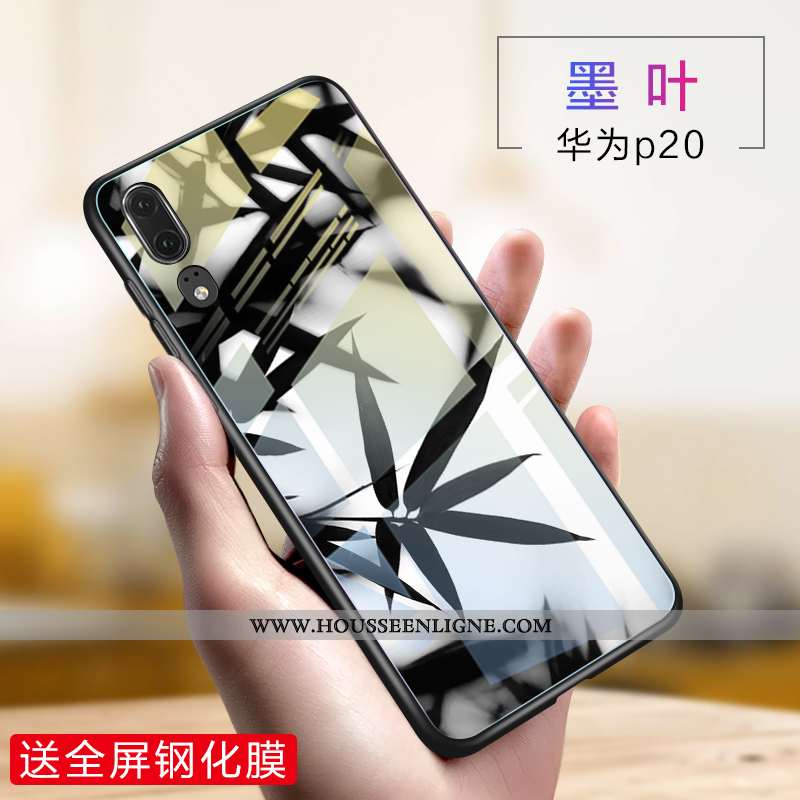 Housse Huawei P20 Verre Créatif Téléphone Portable Silicone Violet Incassable Fluide Doux