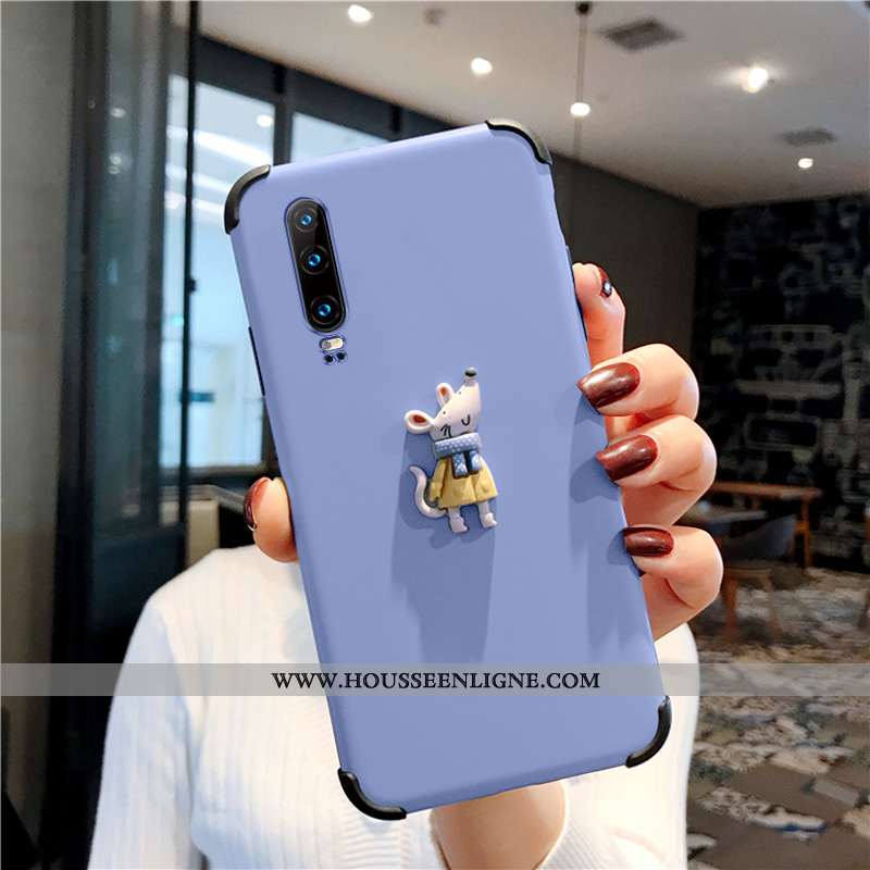 Housse Huawei P30 Charmant Silicone Téléphone Portable Dimensionnel Dessin Animé Rose Frais