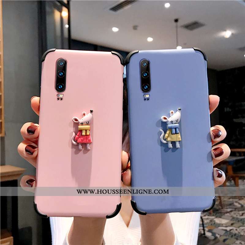 Housse Huawei P30 Charmant Silicone Téléphone Portable Dimensionnel Dessin Animé Rose Frais