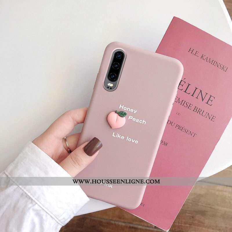 Housse Huawei P30 Créatif Fluide Doux Simple Fruit Rose Étui Protection
