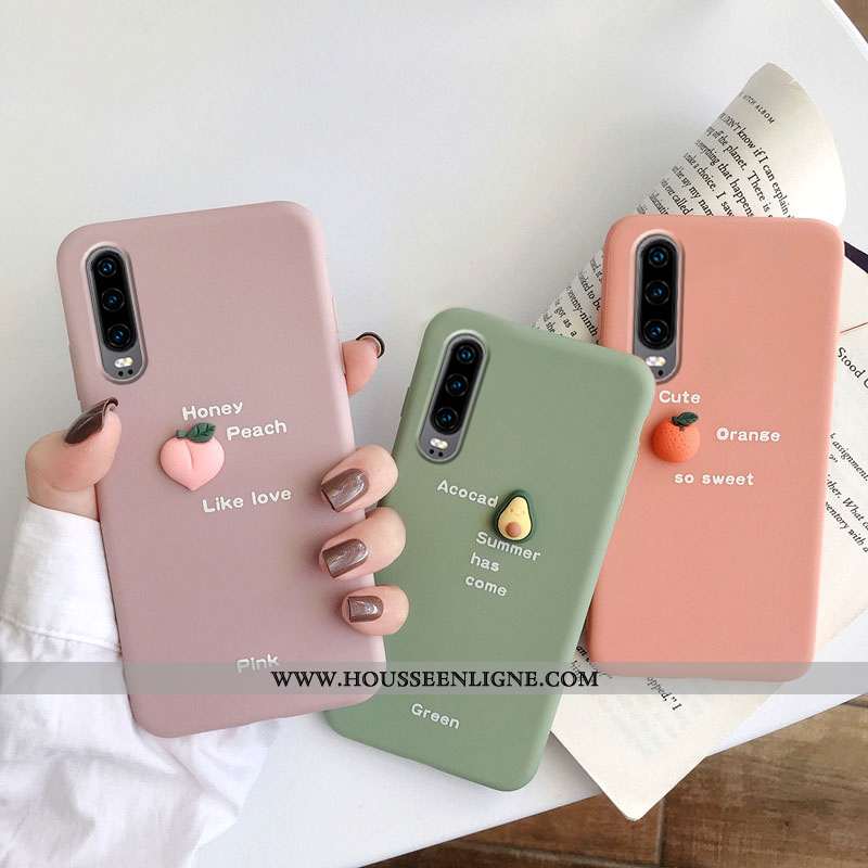 Housse Huawei P30 Créatif Fluide Doux Simple Fruit Rose Étui Protection