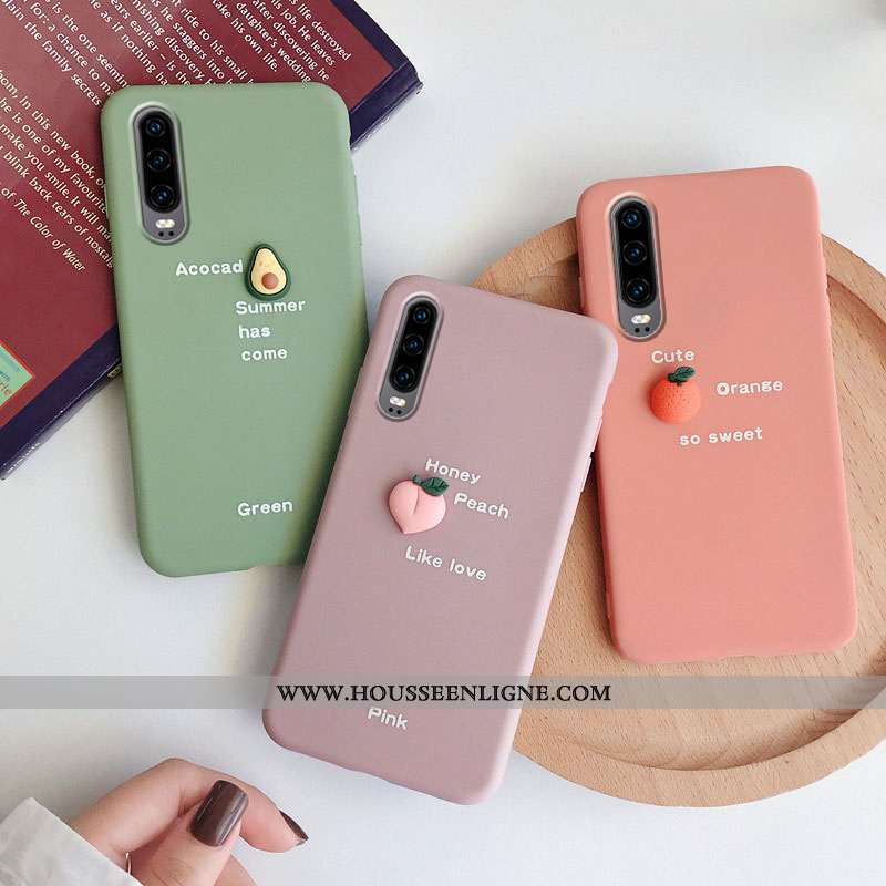 Housse Huawei P30 Créatif Fluide Doux Simple Fruit Rose Étui Protection