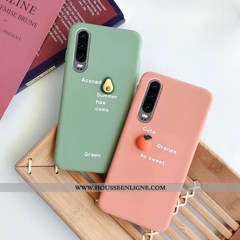 Housse Huawei P30 Créatif Fluide Doux Simple Fruit Rose Étui Protection