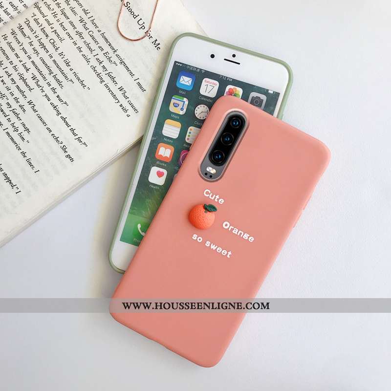 Housse Huawei P30 Créatif Fluide Doux Simple Fruit Rose Étui Protection