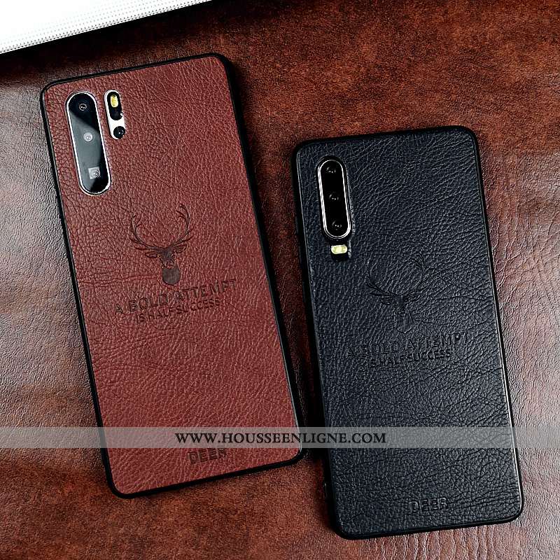 Housse Huawei P30 Cuir Protection Noir Légère Étui Ultra Incassable