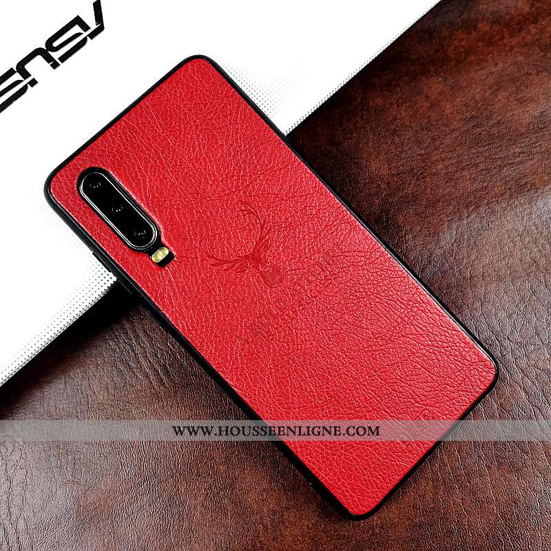 Housse Huawei P30 Cuir Protection Noir Légère Étui Ultra Incassable