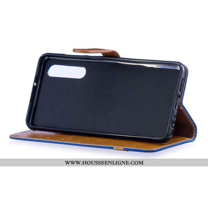 Housse Huawei P30 Cuir Protection Portefeuille Rouge En Denim Nouveau Coque