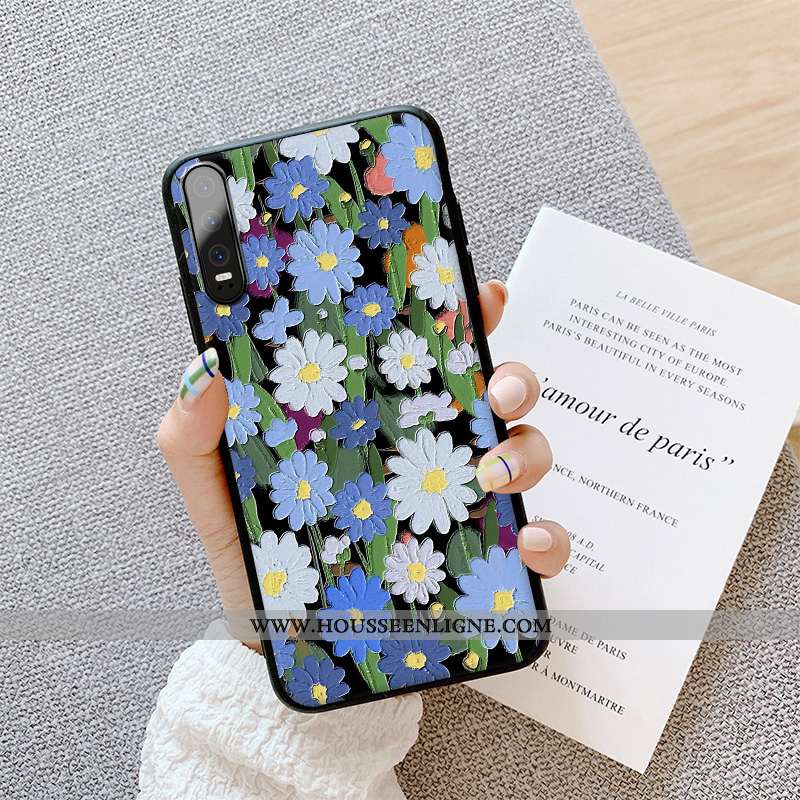 Housse Huawei P30 Délavé En Daim Gaufrage Tout Compris Luxe Fluide Doux Dimensionnel Peinture À L'hu
