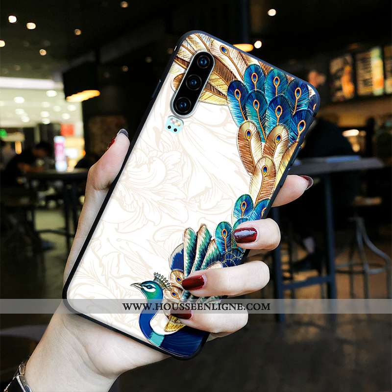 Housse Huawei P30 Délavé En Daim Gaufrage Téléphone Portable Protection Silicone Tout Compris Net Ro