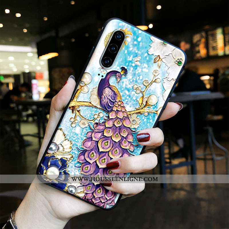Housse Huawei P30 Délavé En Daim Gaufrage Téléphone Portable Protection Silicone Tout Compris Net Ro