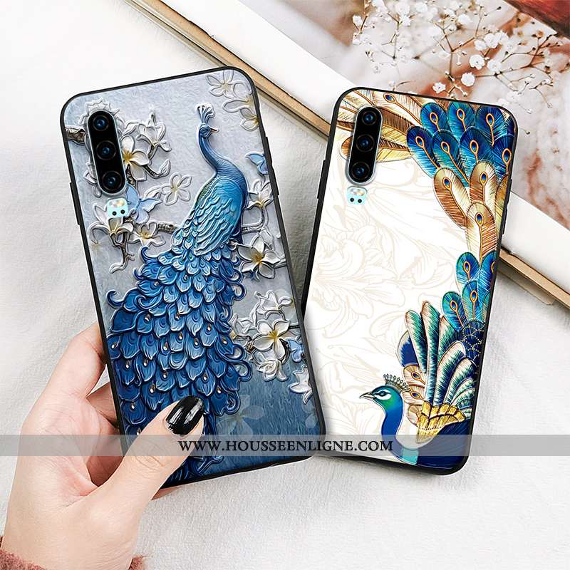 Housse Huawei P30 Délavé En Daim Gaufrage Téléphone Portable Protection Silicone Tout Compris Net Ro