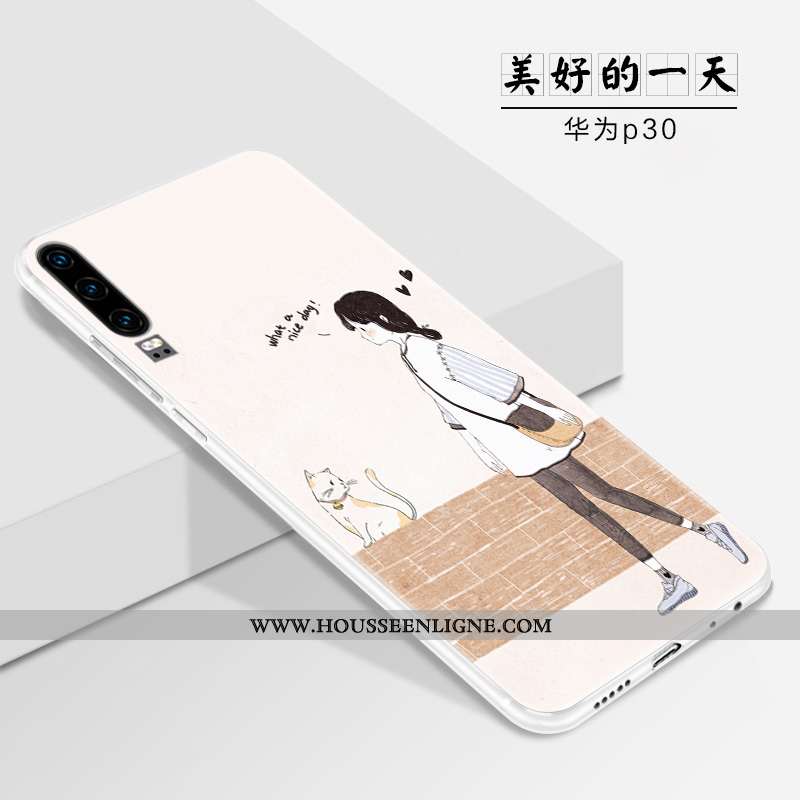 Housse Huawei P30 Fluide Doux Silicone Blanc Légère Tout Compris Étui Tendance Blanche