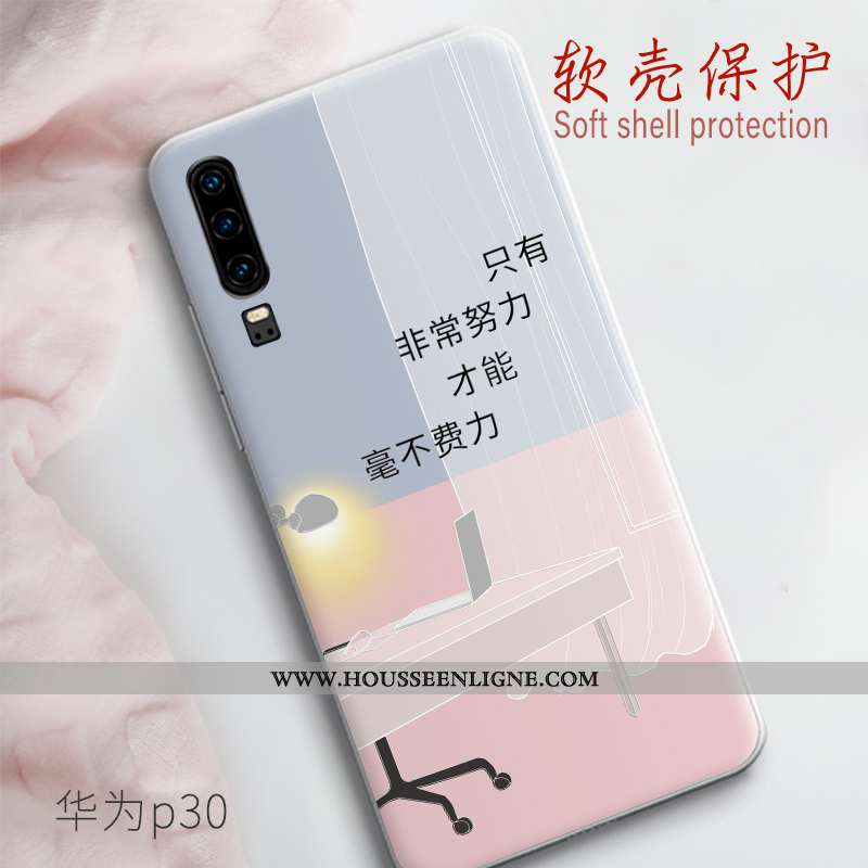 Housse Huawei P30 Fluide Doux Silicone Blanc Légère Tout Compris Étui Tendance Blanche