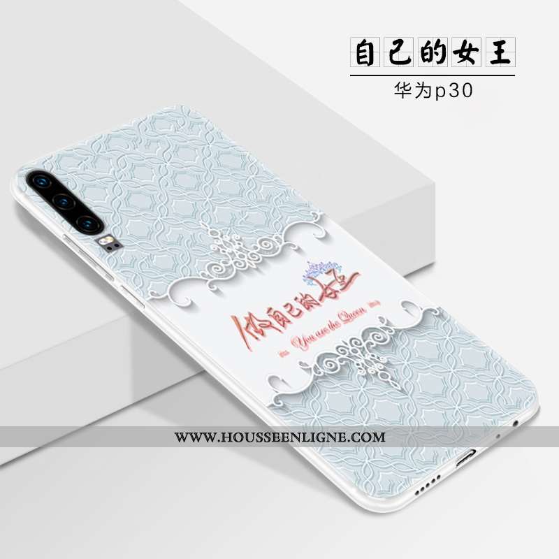 Housse Huawei P30 Fluide Doux Silicone Blanc Légère Tout Compris Étui Tendance Blanche