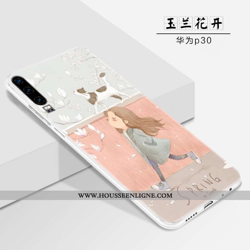 Housse Huawei P30 Fluide Doux Silicone Blanc Légère Tout Compris Étui Tendance Blanche