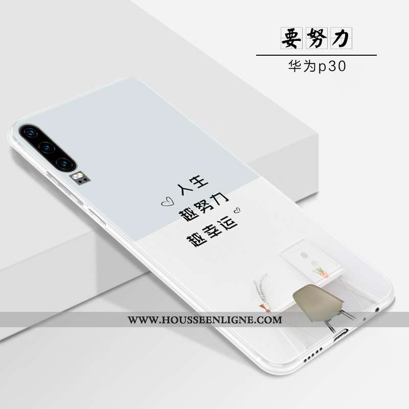 Housse Huawei P30 Fluide Doux Silicone Blanc Légère Tout Compris Étui Tendance Blanche