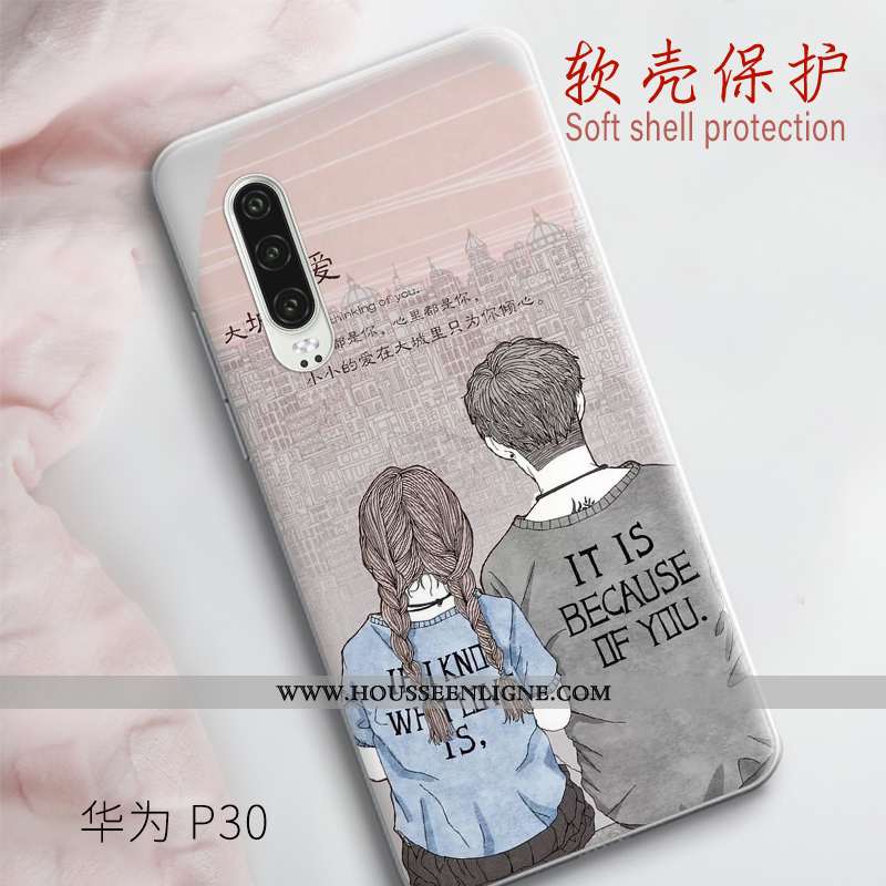 Housse Huawei P30 Fluide Doux Silicone Blanc Légère Tout Compris Étui Tendance Blanche