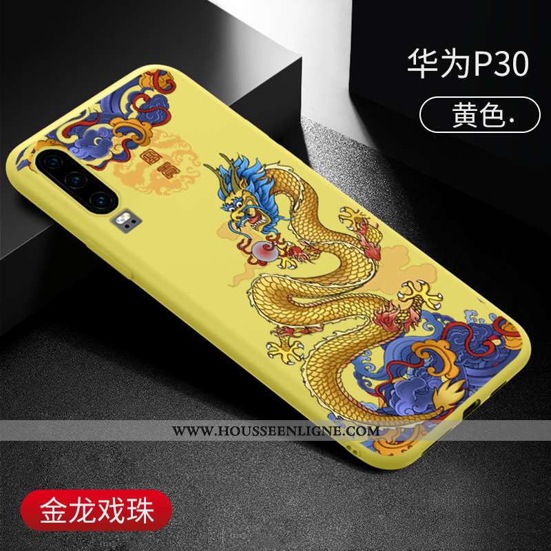 Housse Huawei P30 Fluide Doux Silicone Net Rouge Jaune Vintage Amoureux Créatif