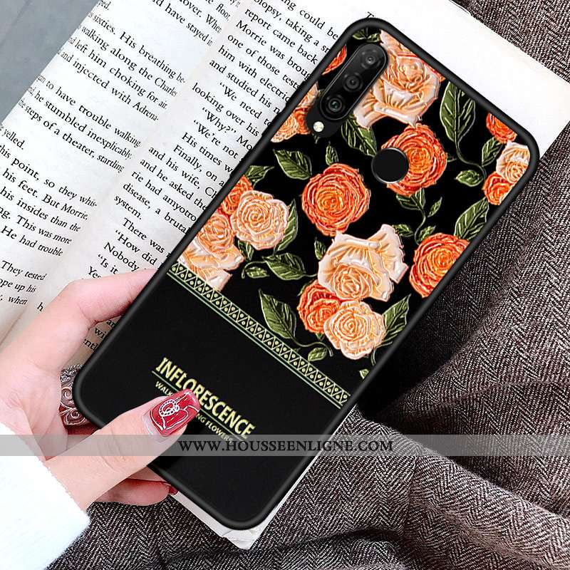 Housse Huawei P30 Lite Créatif Gaufrage Cœur Coque Incassable Tout Compris Silicone Rose