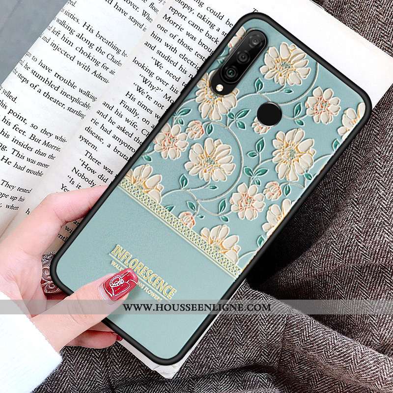 Housse Huawei P30 Lite Créatif Gaufrage Cœur Coque Incassable Tout Compris Silicone Rose