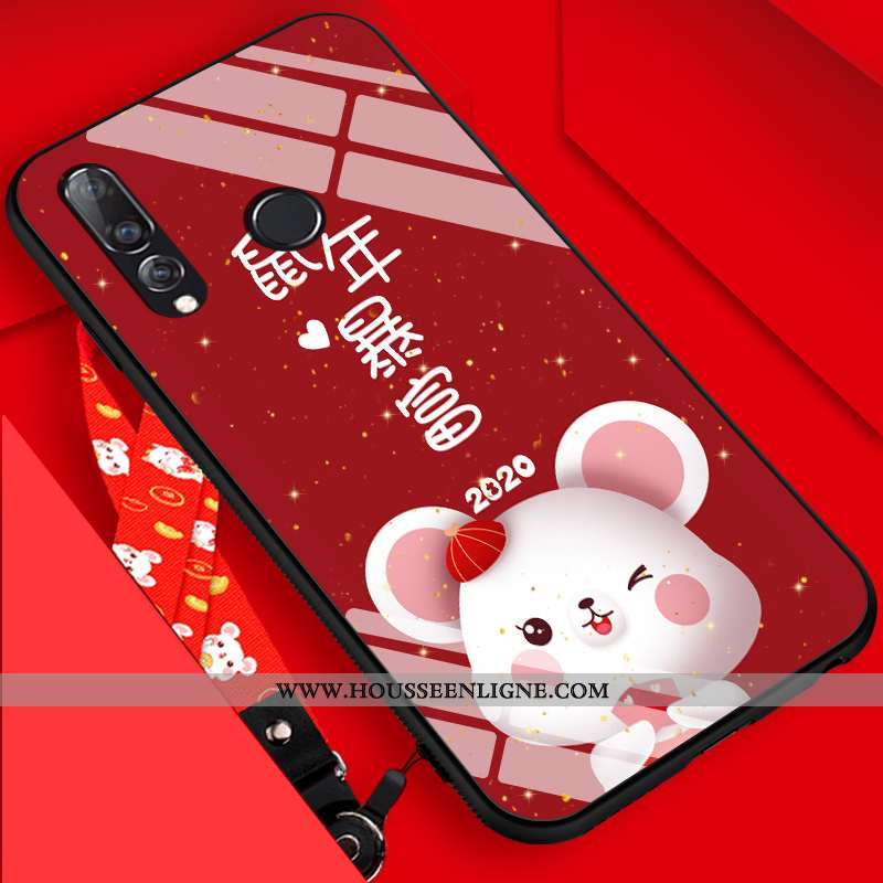Housse Huawei P30 Lite Délavé En Daim Personnalité Dessin Animé Nouveau Tendance Rouge Étui