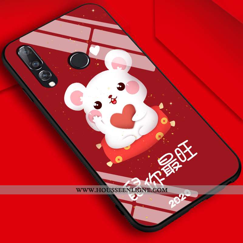Housse Huawei P30 Lite Délavé En Daim Personnalité Dessin Animé Nouveau Tendance Rouge Étui