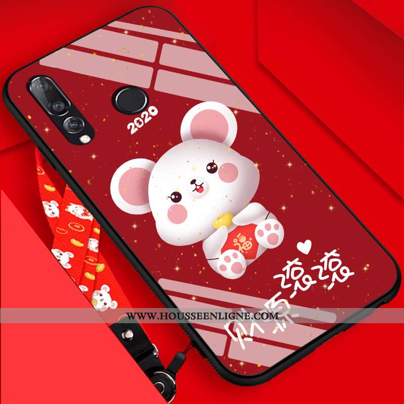 Housse Huawei P30 Lite Délavé En Daim Personnalité Dessin Animé Nouveau Tendance Rouge Étui
