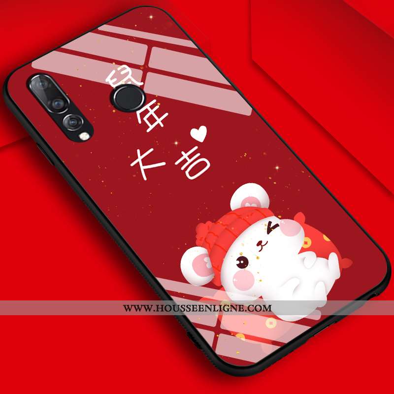 Housse Huawei P30 Lite Délavé En Daim Personnalité Dessin Animé Nouveau Tendance Rouge Étui