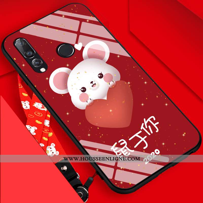 Housse Huawei P30 Lite Délavé En Daim Personnalité Dessin Animé Nouveau Tendance Rouge Étui