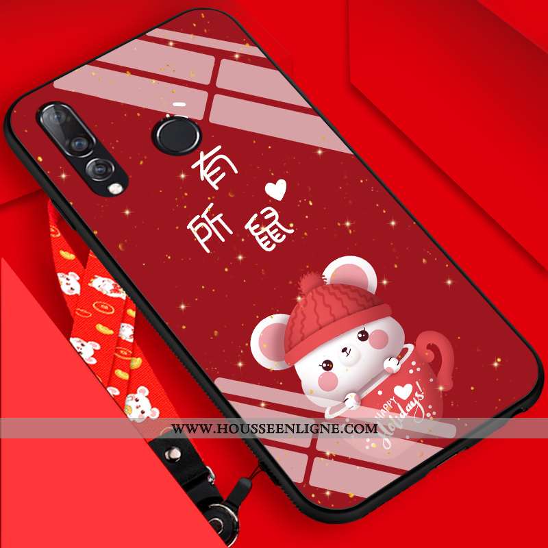 Housse Huawei P30 Lite Délavé En Daim Personnalité Dessin Animé Nouveau Tendance Rouge Étui