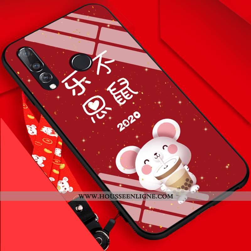 Housse Huawei P30 Lite Délavé En Daim Personnalité Dessin Animé Nouveau Tendance Rouge Étui
