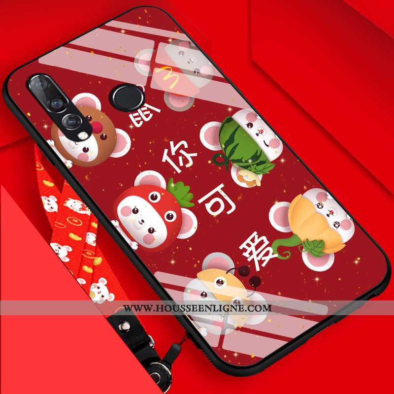 Housse Huawei P30 Lite Délavé En Daim Personnalité Dessin Animé Nouveau Tendance Rouge Étui