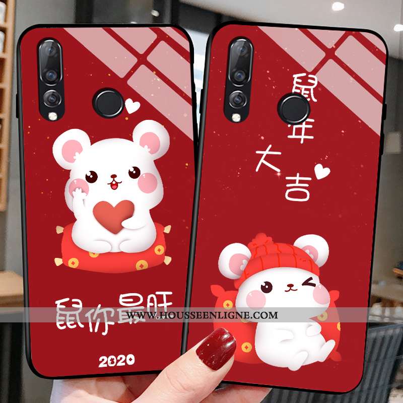 Housse Huawei P30 Lite Délavé En Daim Personnalité Dessin Animé Nouveau Tendance Rouge Étui