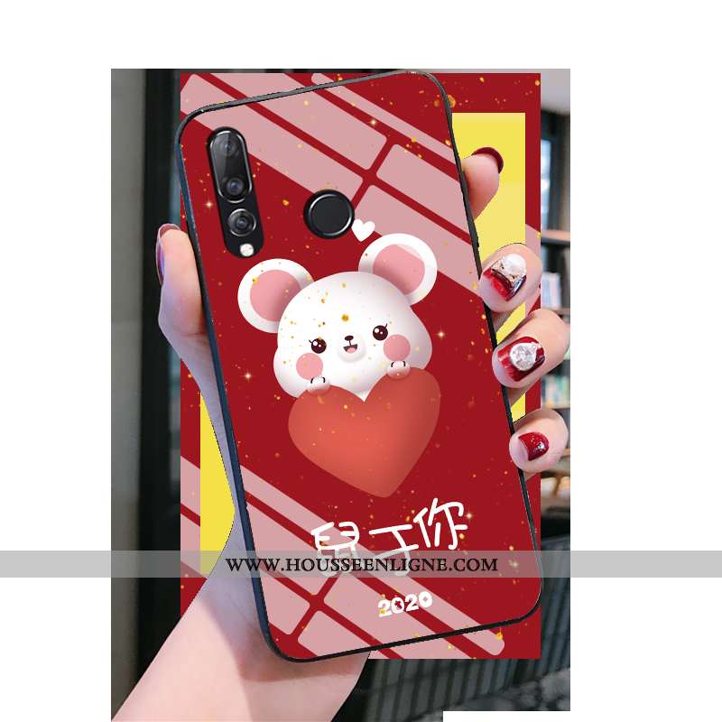 Housse Huawei P30 Lite Délavé En Daim Personnalité Dessin Animé Nouveau Tendance Rouge Étui