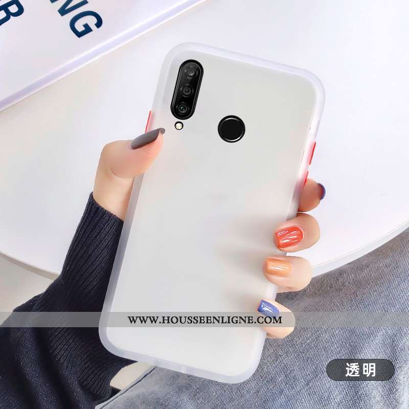 Housse Huawei P30 Lite Délavé En Daim Personnalité Transparent Incassable Étui Fluide Doux Blanc Bla