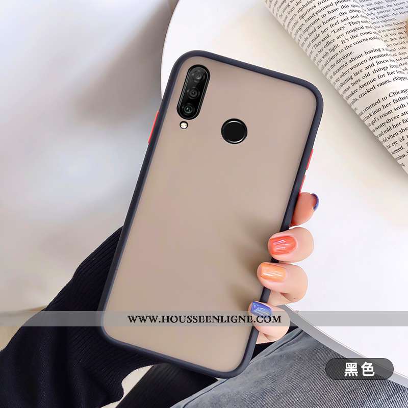 Housse Huawei P30 Lite Délavé En Daim Personnalité Transparent Incassable Étui Fluide Doux Blanc Bla