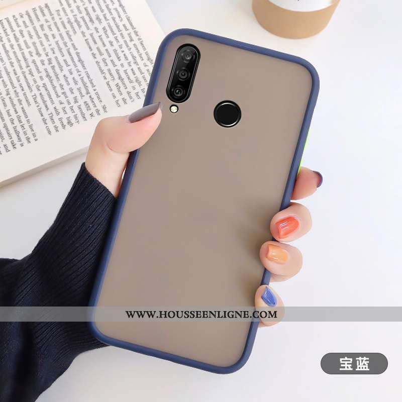 Housse Huawei P30 Lite Délavé En Daim Personnalité Transparent Incassable Étui Fluide Doux Blanc Bla