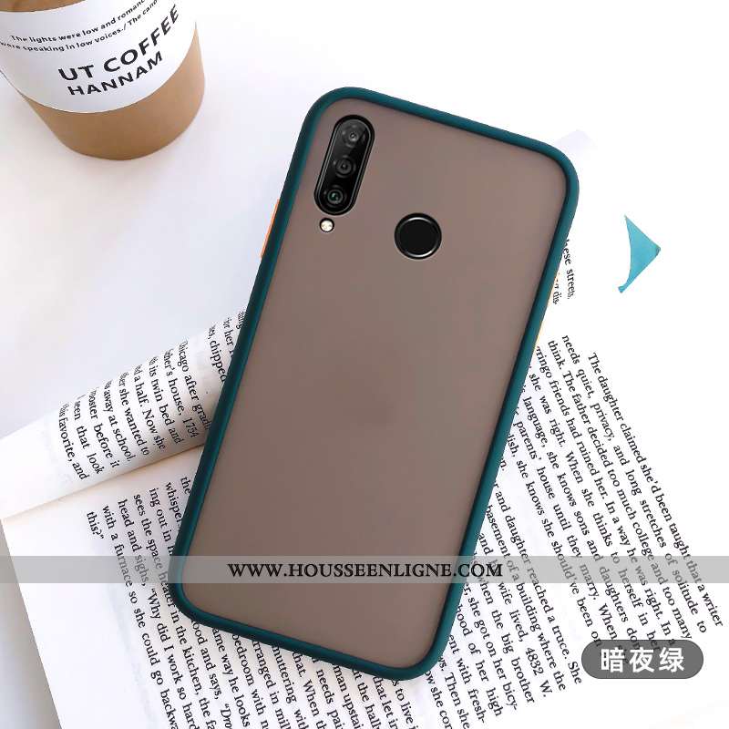 Housse Huawei P30 Lite Délavé En Daim Personnalité Transparent Incassable Étui Fluide Doux Blanc Bla