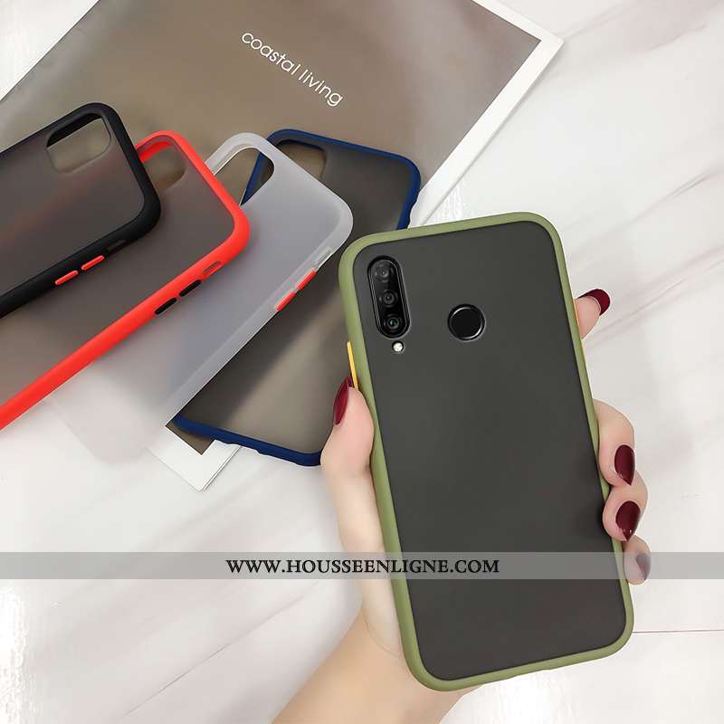Housse Huawei P30 Lite Délavé En Daim Personnalité Transparent Incassable Étui Fluide Doux Blanc Bla