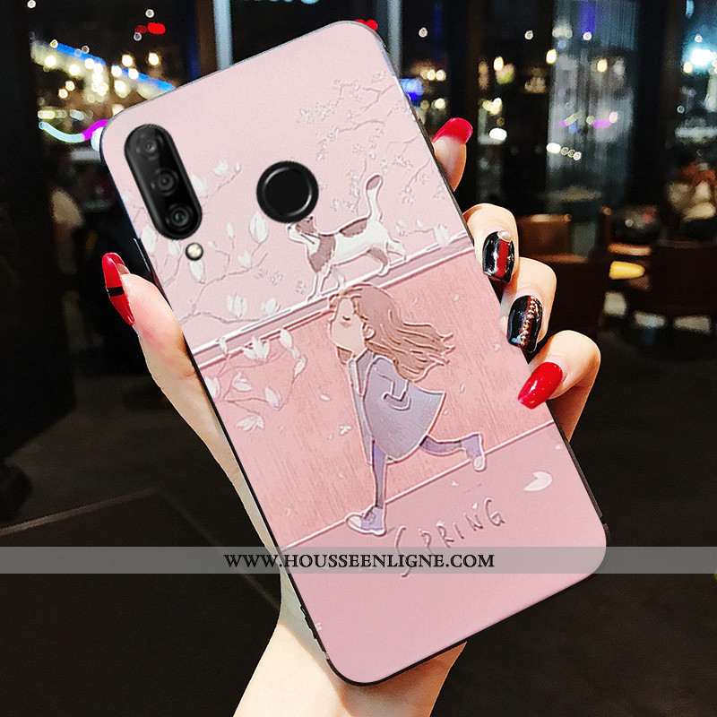 Housse Huawei P30 Lite Silicone Protection Tout Compris Fluide Doux Rose Incassable Coque