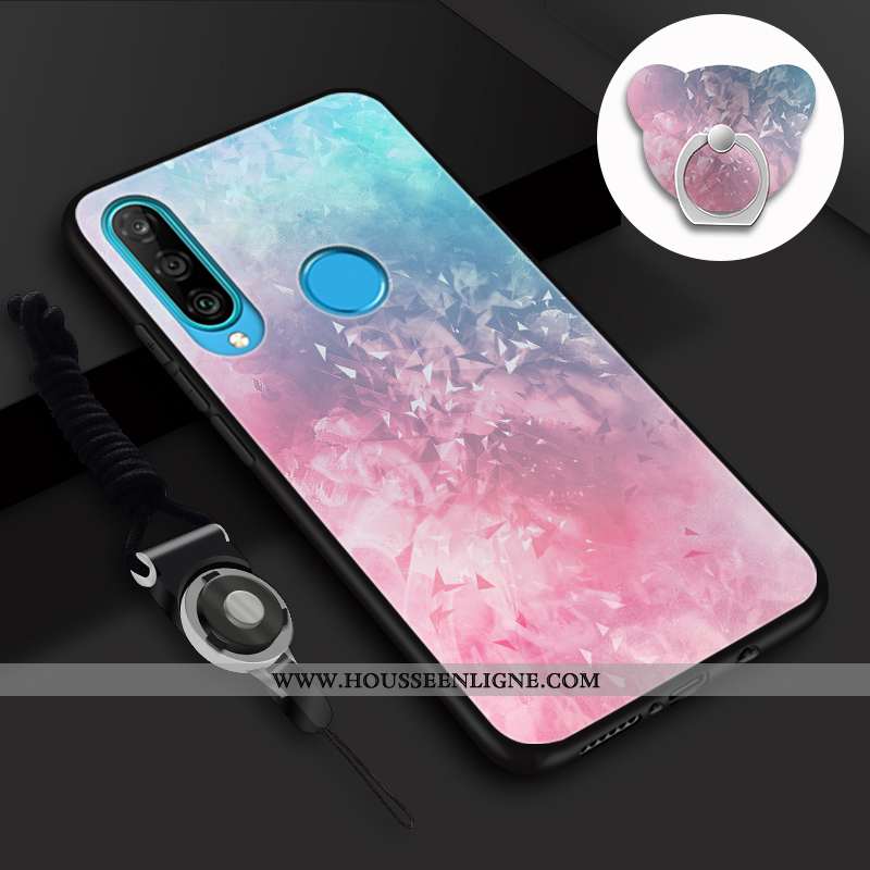 Housse Huawei P30 Lite Tendance Fluide Doux Charmant Coque Téléphone Portable Incassable Mode Rose