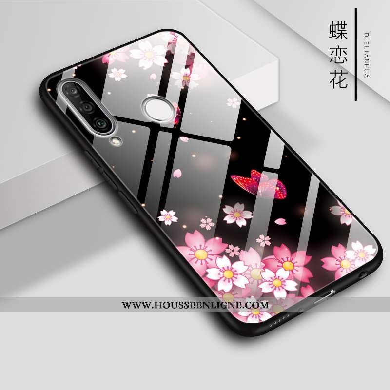 Housse Huawei P30 Lite Verre Blanc Brillant Couleur Téléphone Portable Étui Coque Blanche