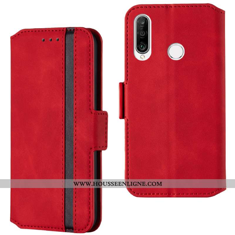 Housse Huawei P30 Lite Xl Cuir Rouge Membrane Tempérer Coque Luxe