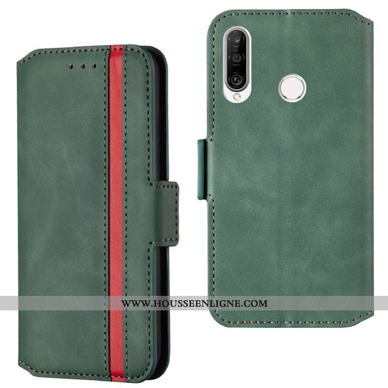 Housse Huawei P30 Lite Xl Cuir Rouge Membrane Tempérer Coque Luxe