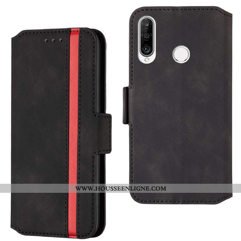 Housse Huawei P30 Lite Xl Cuir Rouge Membrane Tempérer Coque Luxe