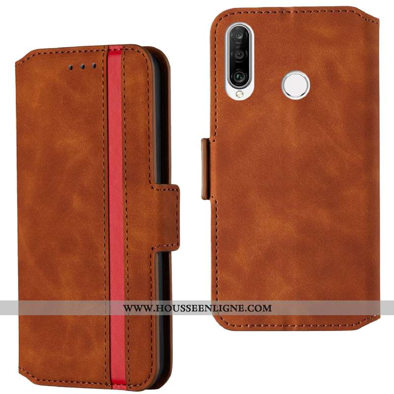 Housse Huawei P30 Lite Xl Cuir Rouge Membrane Tempérer Coque Luxe