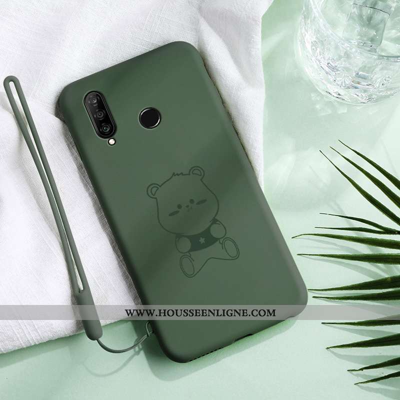 Housse Huawei P30 Lite Xl Protection Créatif Coque Vert Silicone Vent Simple Verte